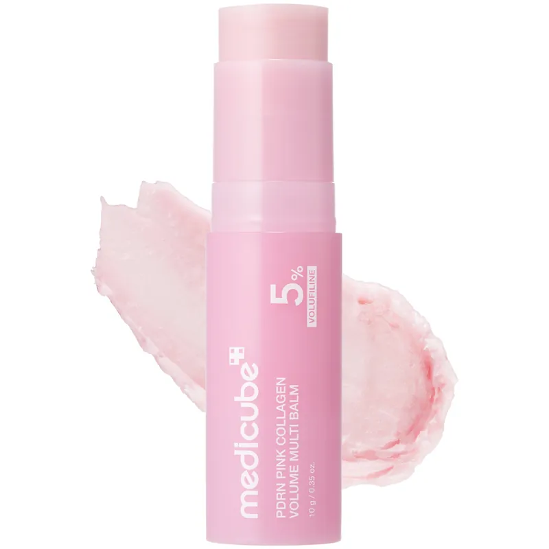 medicube PDRN Pink Collagen Volume Multi Balm stick with melting balm swatch